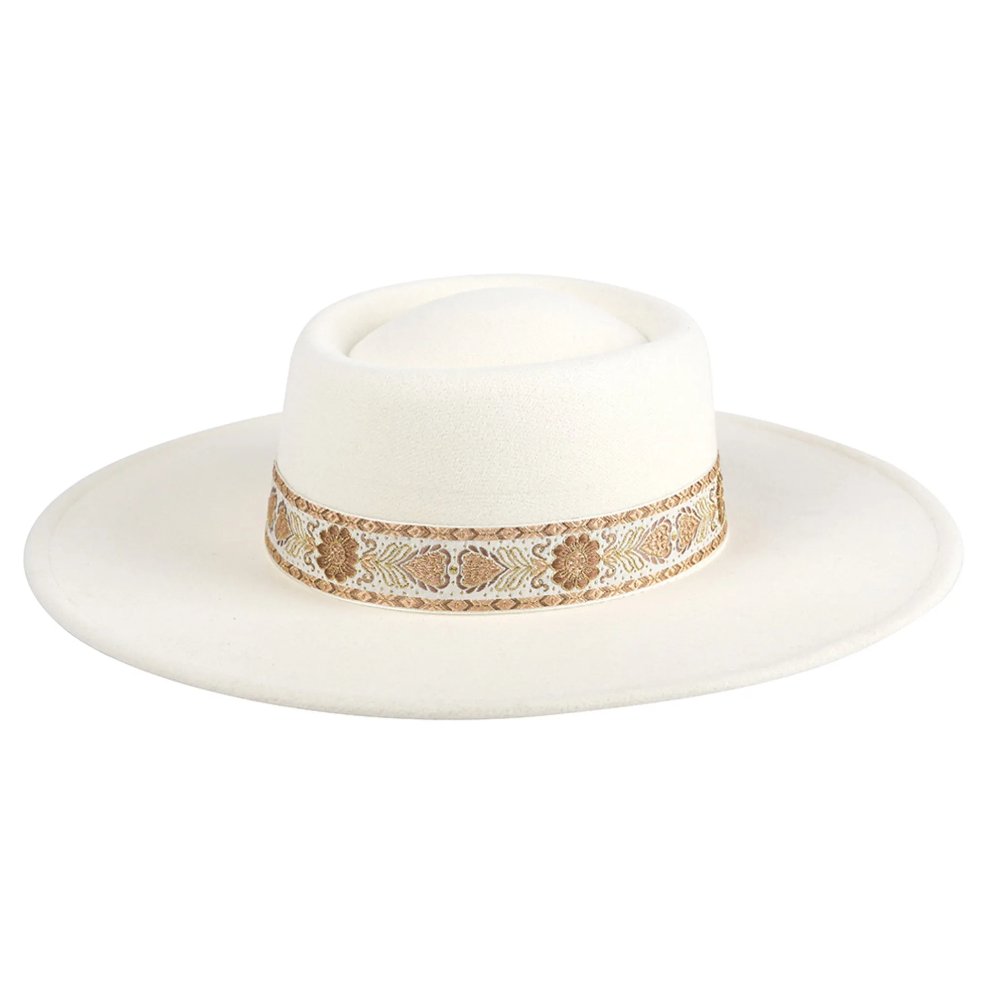 HAT2195 Ripley Floral Band Trim Wide Brim Fedora