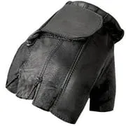 Hot Leathers GVM1011 Premium Leather Unlined Fingerless Gloves with Padded Gel Palm