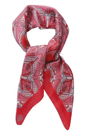 MANOLA Coral Print Silk Woman Scarf