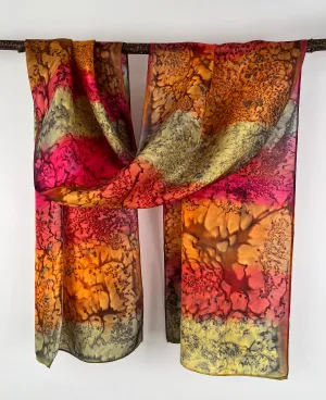 "Mermaid - Summer Garden” - Hand-dyed Silk Scarf - $125