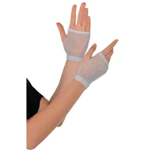 Silver Short Fishnet Gloves