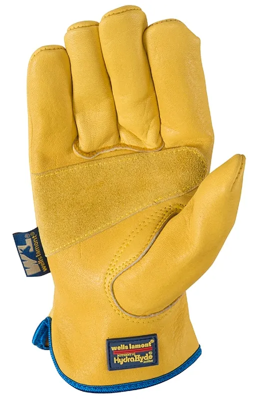 Wells Lamont 1168M Work Gloves, Men's, M, 8 to 8-1/2 in L, Keystone Thumb, Slip-On Cuff, Cowhide Leather, Gold/Yellow :PR: QUANTITY: 1